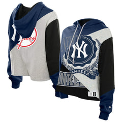 MLB New York Yankees New Era Women's Upcycled Color Block Cropped Boxy Hoodie