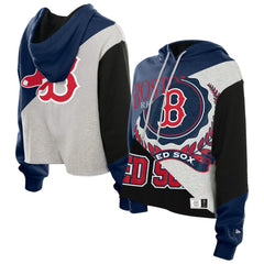 MLB Boston Red Sox New Era Women's Upcycled Color Block Cropped Boxy Hoodie