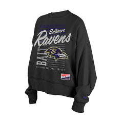 Women's Oversized Throwback Mineral Wash Crew Neck Sweatshirt - Baltimore Ravens