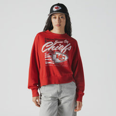 Women's Oversized Throwback Mineral Wash Crew Neck Sweatshirt - Kansas City Chiefs