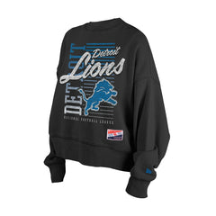 Women's Oversized Throwback Mineral Wash Crew Neck Sweatshirt - Detroit Lions