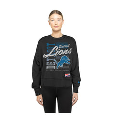 Women's Oversized Throwback Mineral Wash Crew Neck Sweatshirt - Detroit Lions
