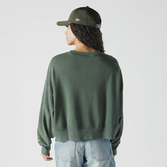 Women's Oversized Throwback Mineral Wash Crew Neck Sweatshirt - Green Bay Packers