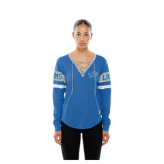 Women's Throwback Lace-Up Long-Sleeve T-Shirt - Detroit Lions