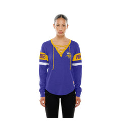 Women's Throwback Lace-Up Long-Sleeve T-Shirt - Minnesota Vikings