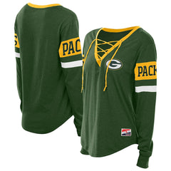 Women's Throwback Lace-Up Long-Sleeve T-Shirt - Green Bay Packers