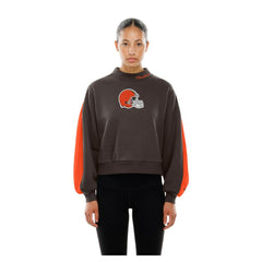 Women's Sport Night Mock Neck Balloon Sleeve Pullover Sweatshirt - Cleveland Browns