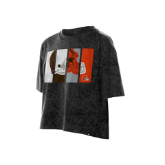 Women's Boxy Cropped Sport Night Mineral Wash T-Shirt - Cleveland Browns