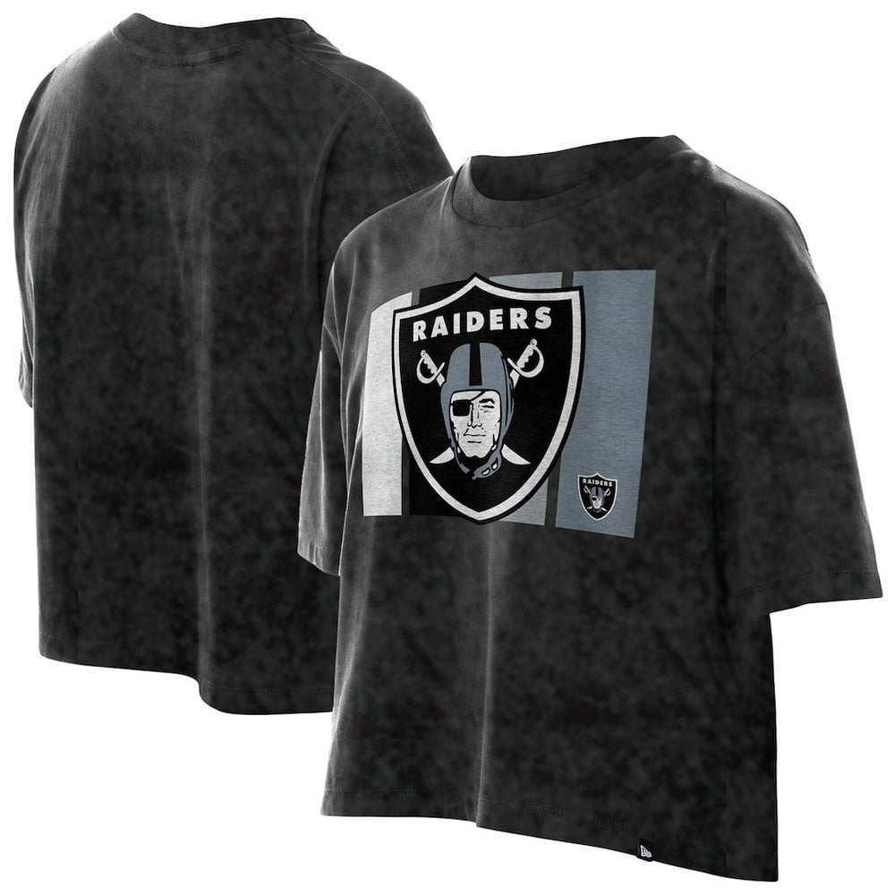 Women's Boxy Cropped Sport Night Mineral Wash T-Shirt - Las Vegas Raiders