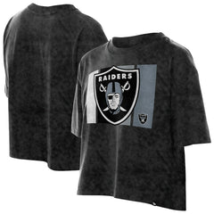 Women's Boxy Cropped Sport Night Mineral Wash T-Shirt - Las Vegas Raiders