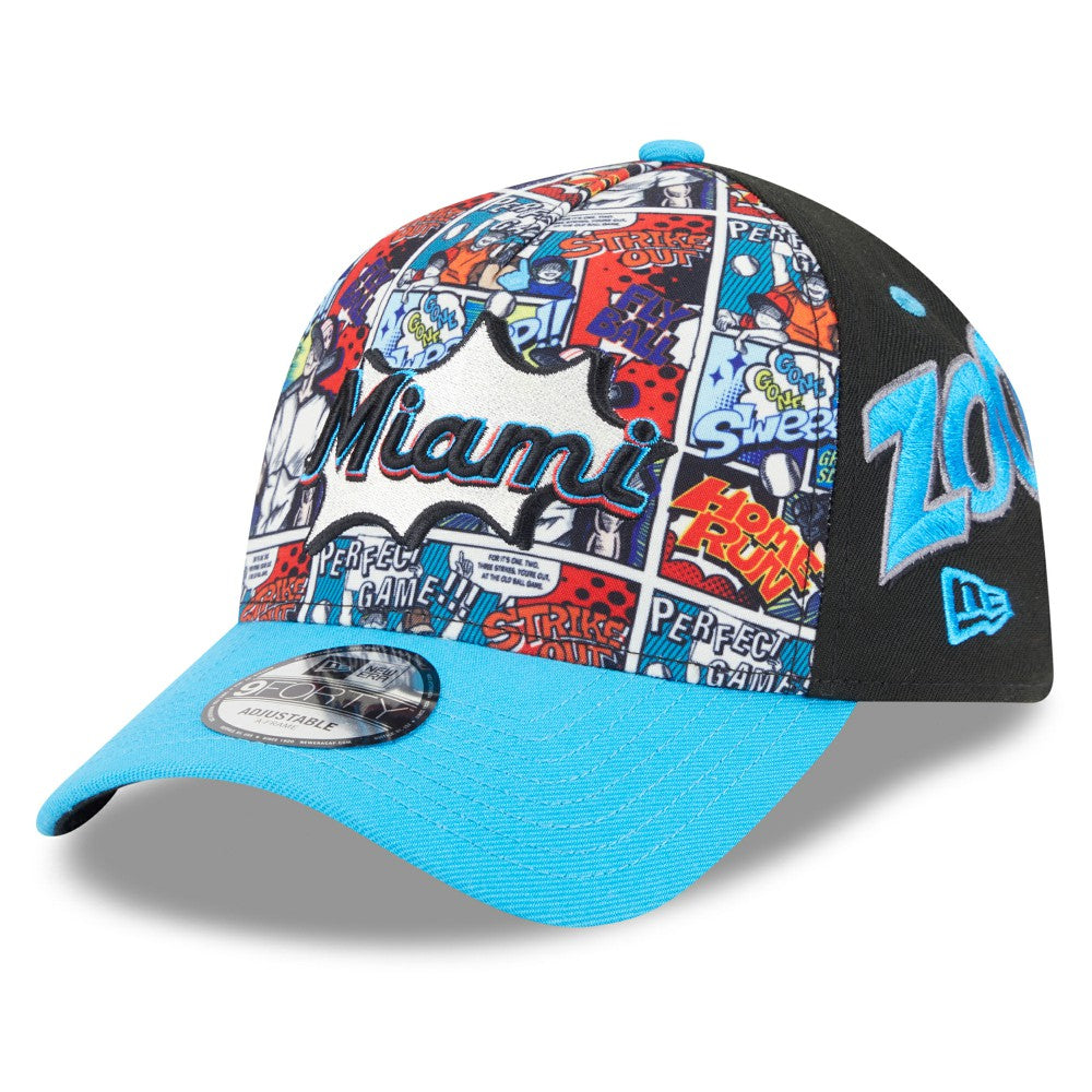 MLB Miami Marlins New Era Youth 2025 MLB Diamond Hero Edition A-Frame 9FORTY Adjustable Hat