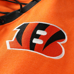 Women's Plus Size Throwback Lace-Up Long Sleeve T-Shirt - Cincinnati Bengals