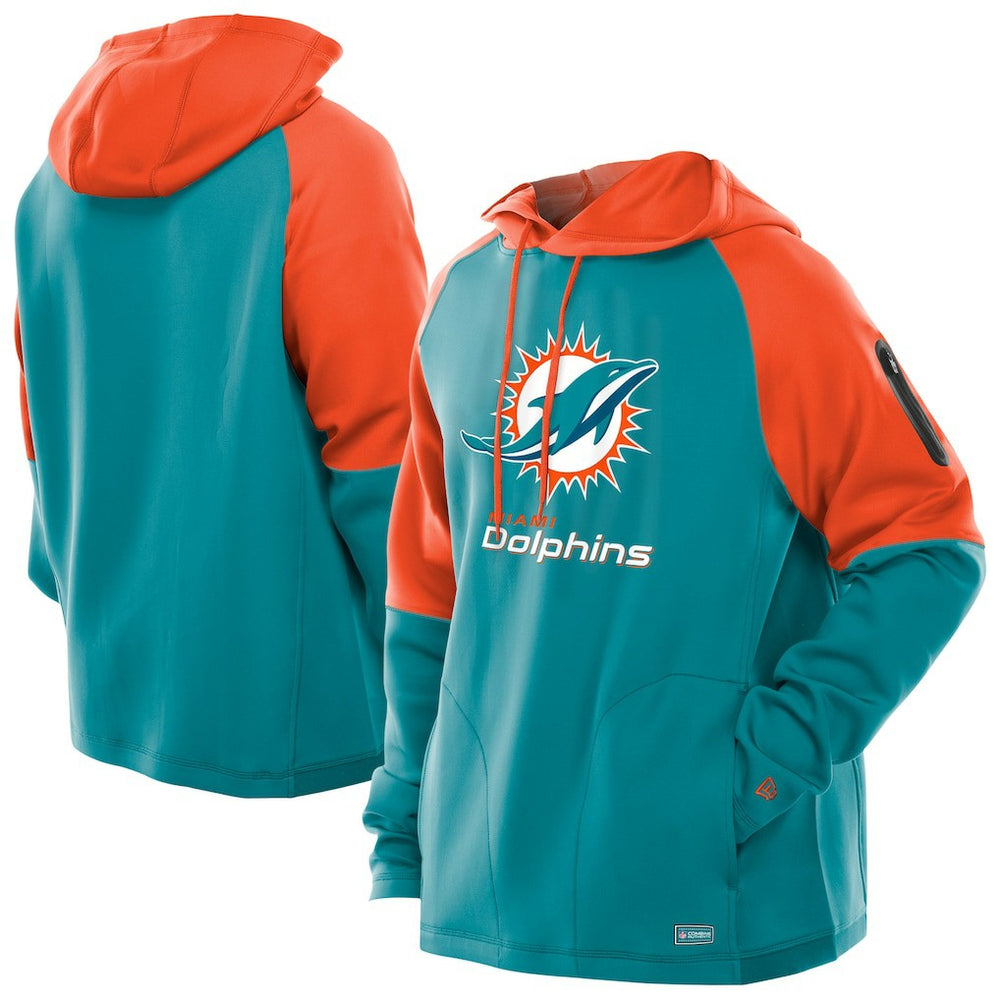 Combine Authentic Color Block Raglan Pullover Hoodie - Miami Dolphins