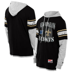 Twofer Layered Long Sleeve Hoodie T-Shirt - New Orleans Saints