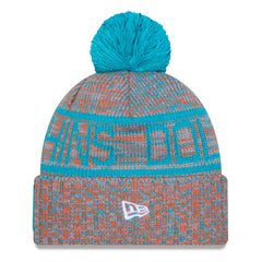 2025 Sideline Cold Weather Cuffed Knit Hat with Pom - Miami Dolphins