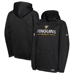 NHL Black Pittsburgh Penguins Fanatics Youth Authentic Pro Rink Raglan Hoodie