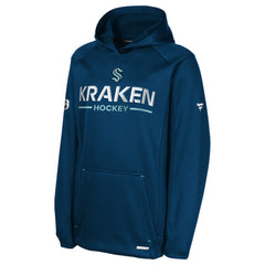 NHL Deep Sea Blue Seattle Kraken Fanatics Youth Authentic Pro Rink Raglan Hoodie