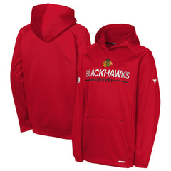 NHL Red Chicago Blackhawks Fanatics Youth Authentic Pro Rink Raglan Hoodie