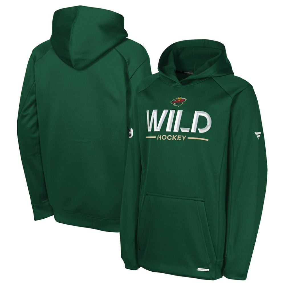 NHL Green Minnesota Wild Fanatics Youth Authentic Pro Rink Raglan Hoodie