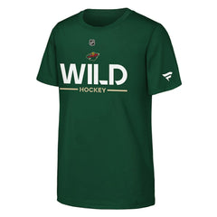 NHL Green Minnesota Wild Fanatics Youth Authentic Pro Wordmark T-Shirt