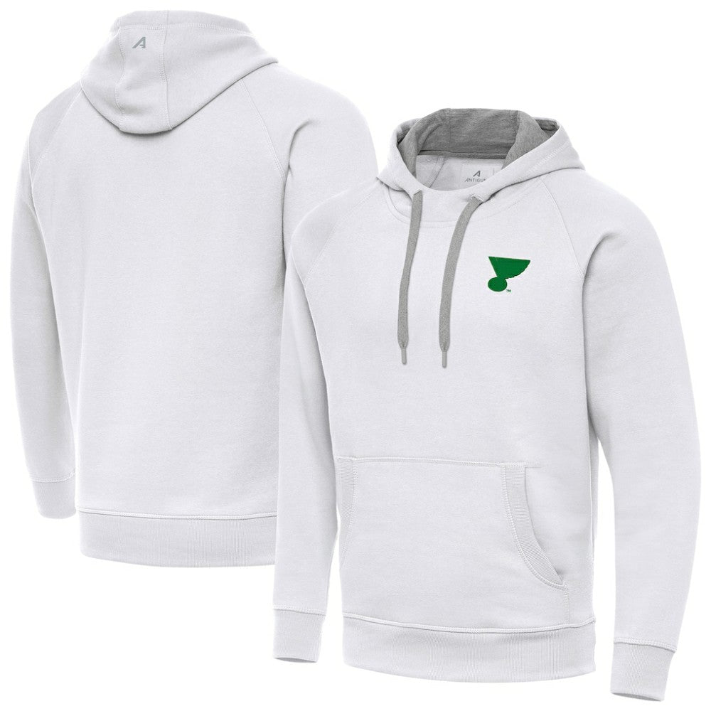 NHL White St. Louis Blues Antigua St. Patrick's Day Victory Pullover Hoodie