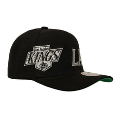 NHL Black Los Angeles Kings Mitchell & Ness Busted Logo Wordmark Wrap-Around Pro Pinch Adjustable Hat