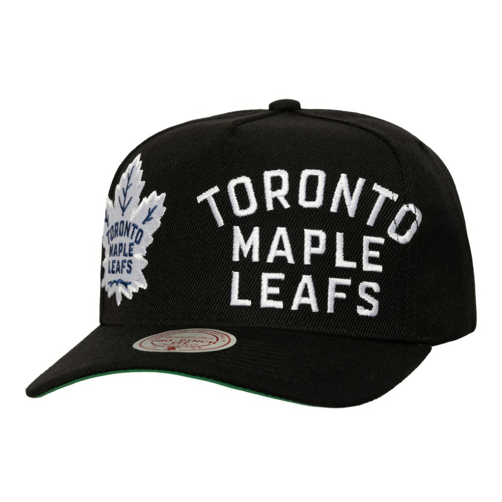 NHL Black Toronto Maple Leafs Mitchell & Ness Busted Logo Wordmark Wrap-Around Pro Pinch Adjustable Hat