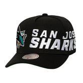 NHL Black San Jose Sharks Mitchell & Ness Busted Logo Wordmark Wrap-Around Pro Pinch Adjustable Hat