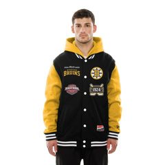 NHL Black/Gold Boston Bruins New Era Full-Snap Fleece Hoodie Jacket