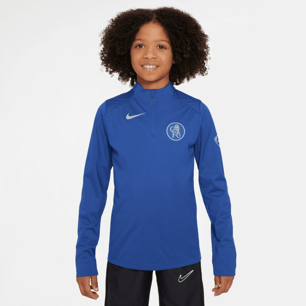 Chelsea Youth 2025/26 Strike Drill Quarter-Zip Dri-FIT Long Sleeve Top - Nike Blue