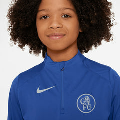 Chelsea Youth 2025/26 Strike Drill Quarter-Zip Dri-FIT Long Sleeve Top - Nike Blue