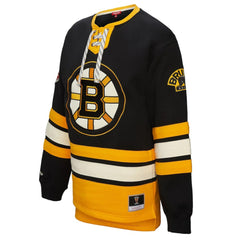 NHL Black Boston Bruins Mitchell & Ness Women's Heritage Lace-Up Pullover Sweatshirt