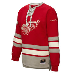 NHL Red Detroit Red Wings Mitchell & Ness Women's Heritage Lace-Up Pullover Sweatshirt
