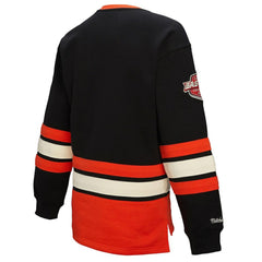 NHL Black Philadelphia Flyers Mitchell & Ness Women's Heritage Lace-Up Pullover Sweatshirt