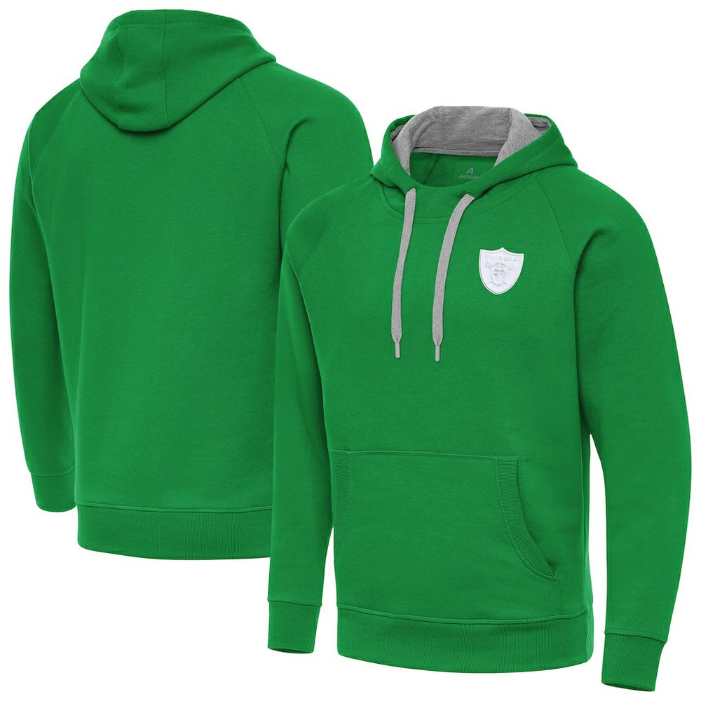 Antigua St. Patrick's Day Victory Pullover Hoodie - Las Vegas Raiders