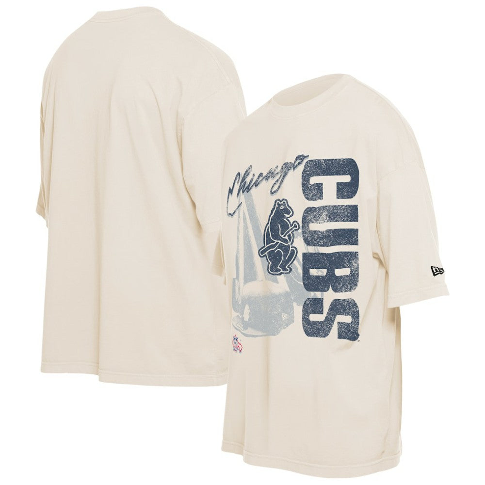 MLB Chicago Cubs New Era Cooperstown Collection Oversized Throwback Distressed T-Shirt