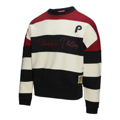 MLB Philadelphia Phillies Mitchell & Ness Women's Cooperstown Collection Blocked Fleece Pullover Sweatshirt- Burgundy/Black