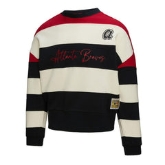 MLB Atlanta Braves Mitchell & Ness Women's Cooperstown Collection Blocked Fleece Pullover Sweatshirt- Red/Black
