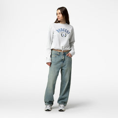 MLB Los Angeles Dodgers Mitchell & Ness Women's Cropped Toggle Pullover Sweatshirt
