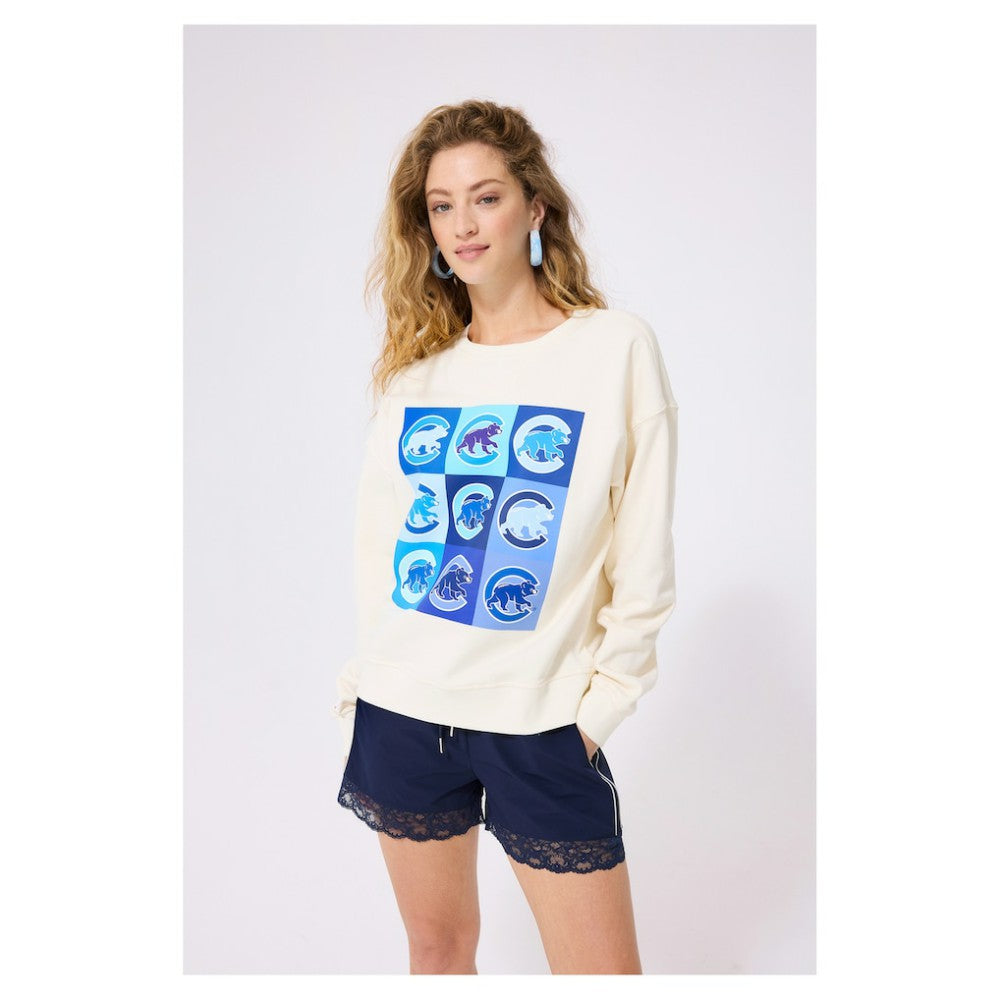 MLB Chicago Cubs Terez Women's Technicolor Oversized Pullover Sweatshirt