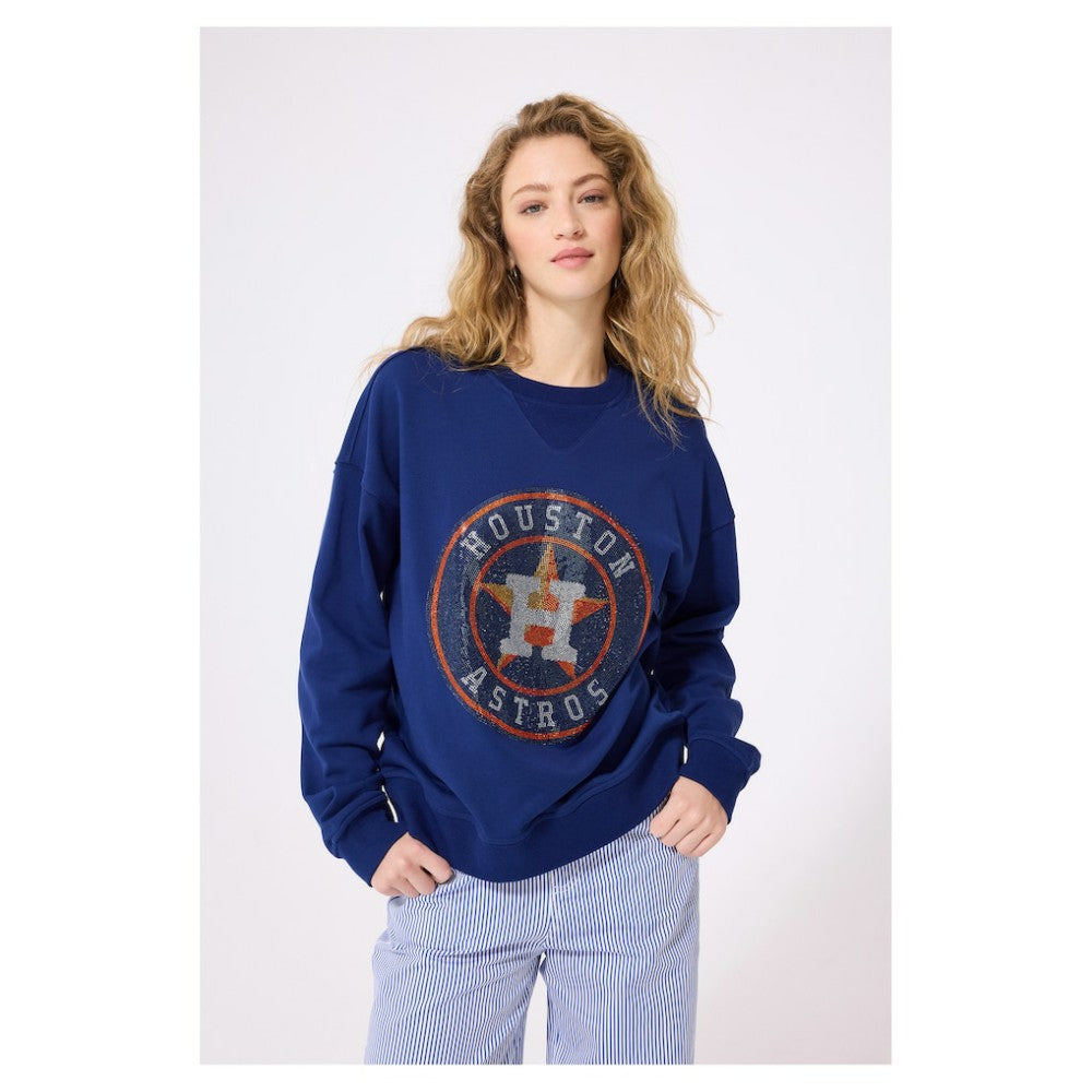 MLB Houston Astros Terez Women's Oversized Gemstone Logo Sweatshirt