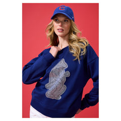 MLB Chicago Cubs Terez Women's Oversized Gemstone Logo Sweatshirt