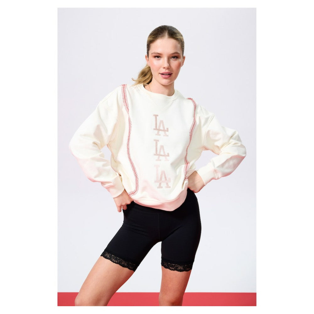 MLB Los Angeles Dodgers Terez Women's Baseball Stitch Pullover Sweatshirt