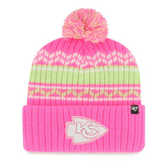 '47 Girls Youth Polar Vortex Cuffed Knit Hat with Pom - Kansas City Chiefs