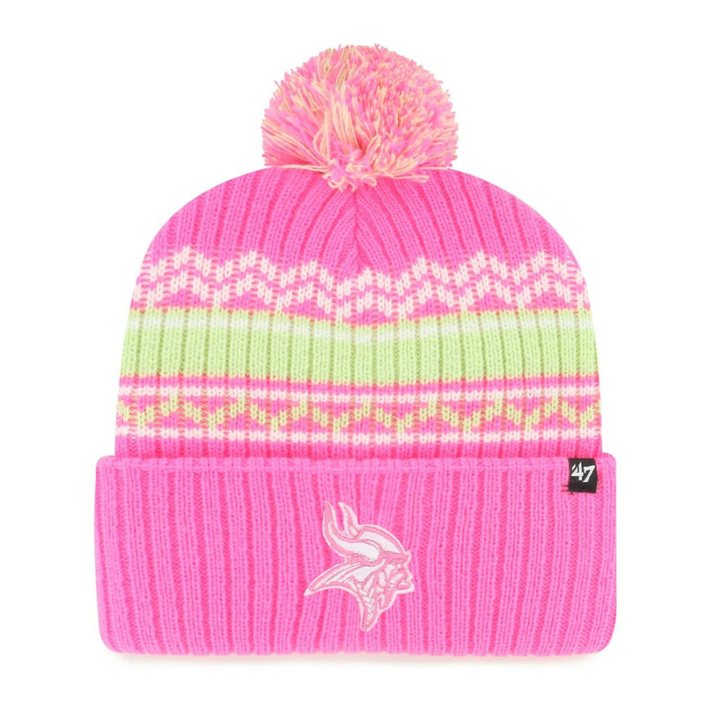 '47 Girls Youth Polar Vortex Cuffed Knit Hat with Pom - Minnesota Vikings
