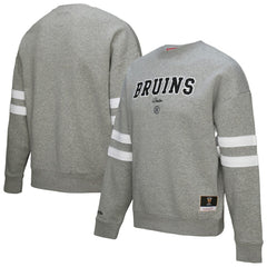 NHL Heather Gray Boston Bruins Mitchell & Ness Women's Logo Lightweight Pullover Sweatshirt