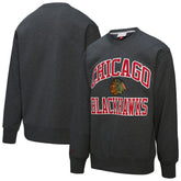 NHL Heather Charcoal Chicago Blackhawks Mitchell & Ness Playoff Win Fleece Pullover Sweatshirt