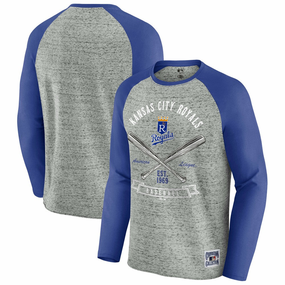 MLB Kansas City Royals Darius Rucker Collection by Fanatics Raw Edge Raglan Long Sleeve Baseball T-Shirt