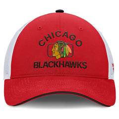 NHL Red/White Chicago Blackhawks Fanatics Authentic Pro Rink Adjustable Trucker Hat