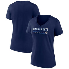 NHL Navy Winnipeg Jets Fanatics Women's V-Neck T-Shirt